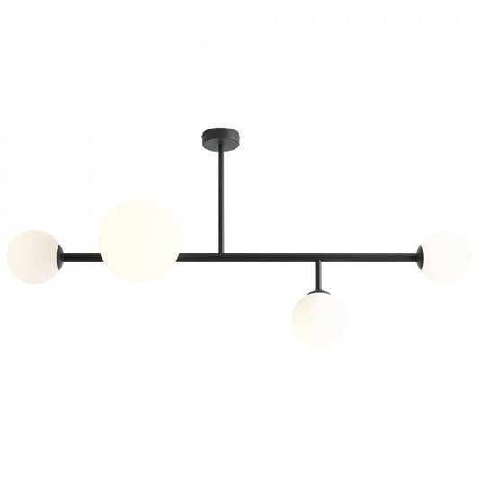 Lustra neagra/alba din sticla cu 4 becuri Dione Aldex
