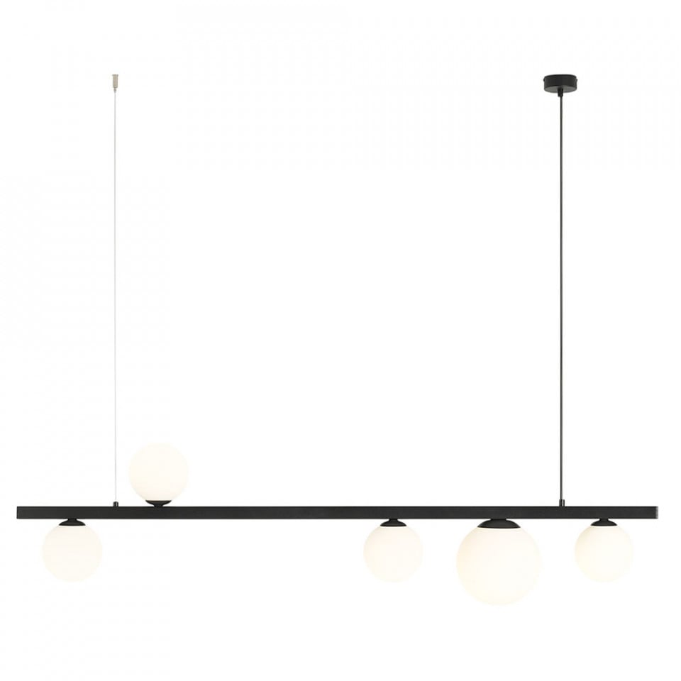 Lustra neagra/alba din sticla cu 5 becuri Garda Line Aldex