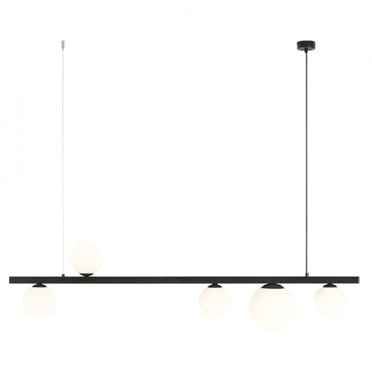 Lustra neagra/alba din sticla cu 5 becuri Garda Line Aldex