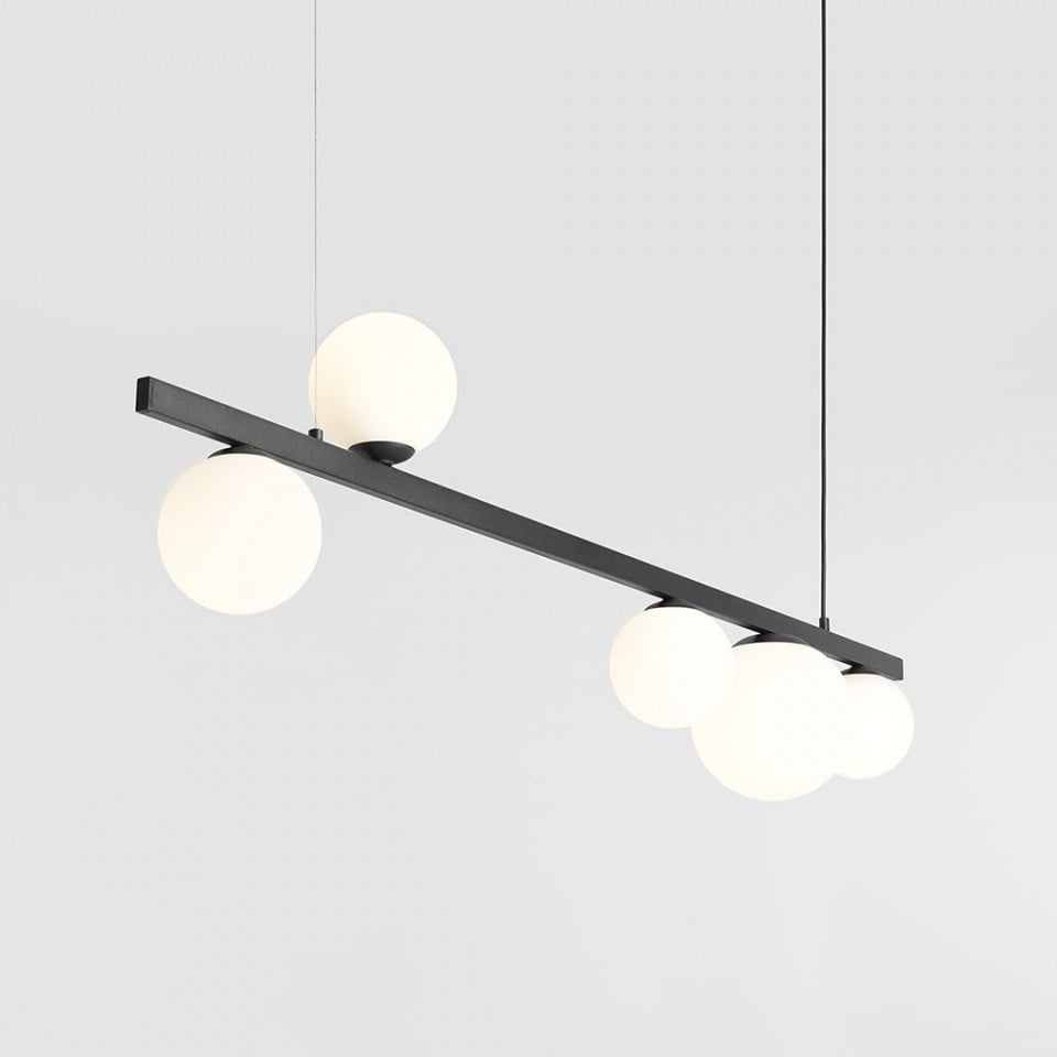 Lustra neagra/alba din sticla cu 5 becuri Garda Line Aldex