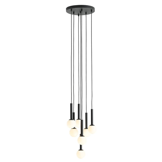 Lustra neagra/alba din sticla cu 7 becuri Riu Aldex