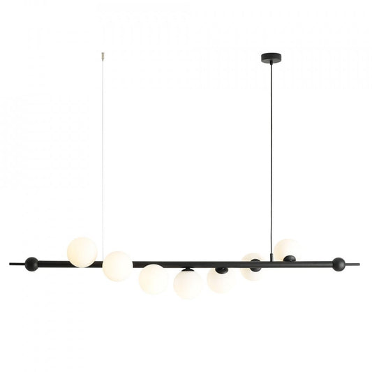 Lustra neagra/alba din sticla cu 7 becuri Wave Aldex