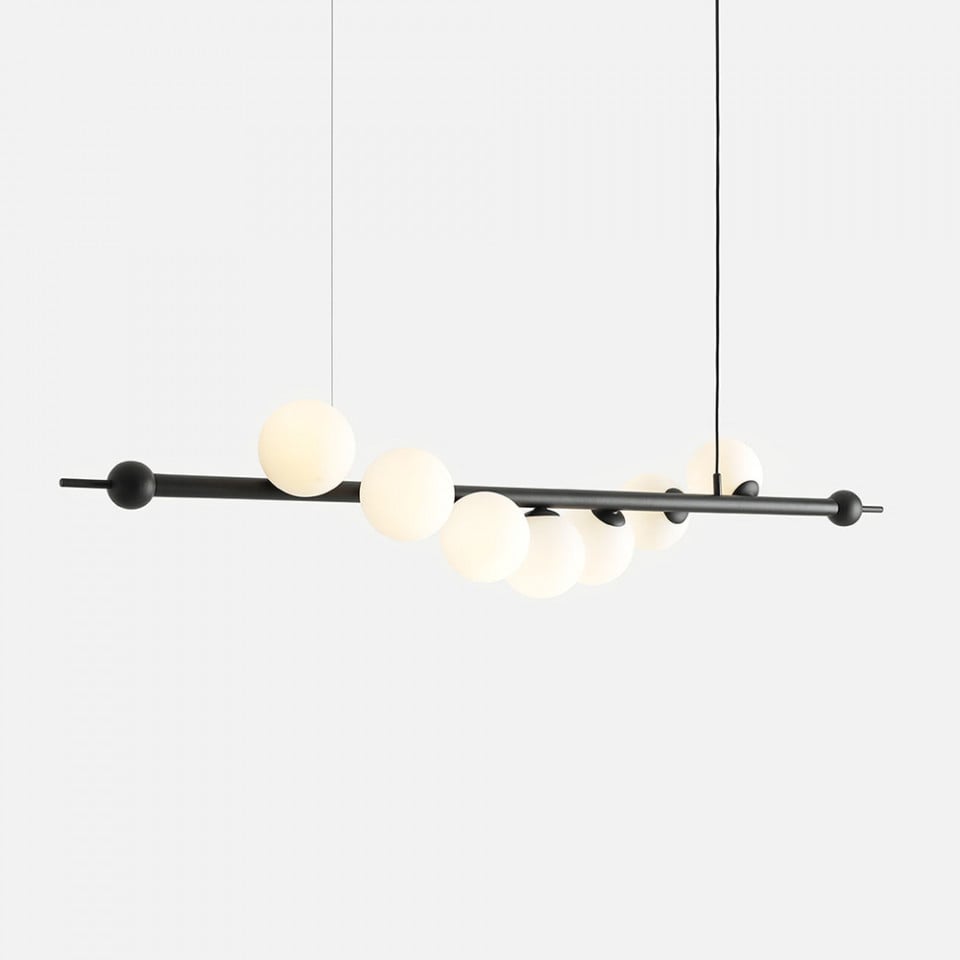Lustra neagra/alba din sticla cu 7 becuri Wave Aldex