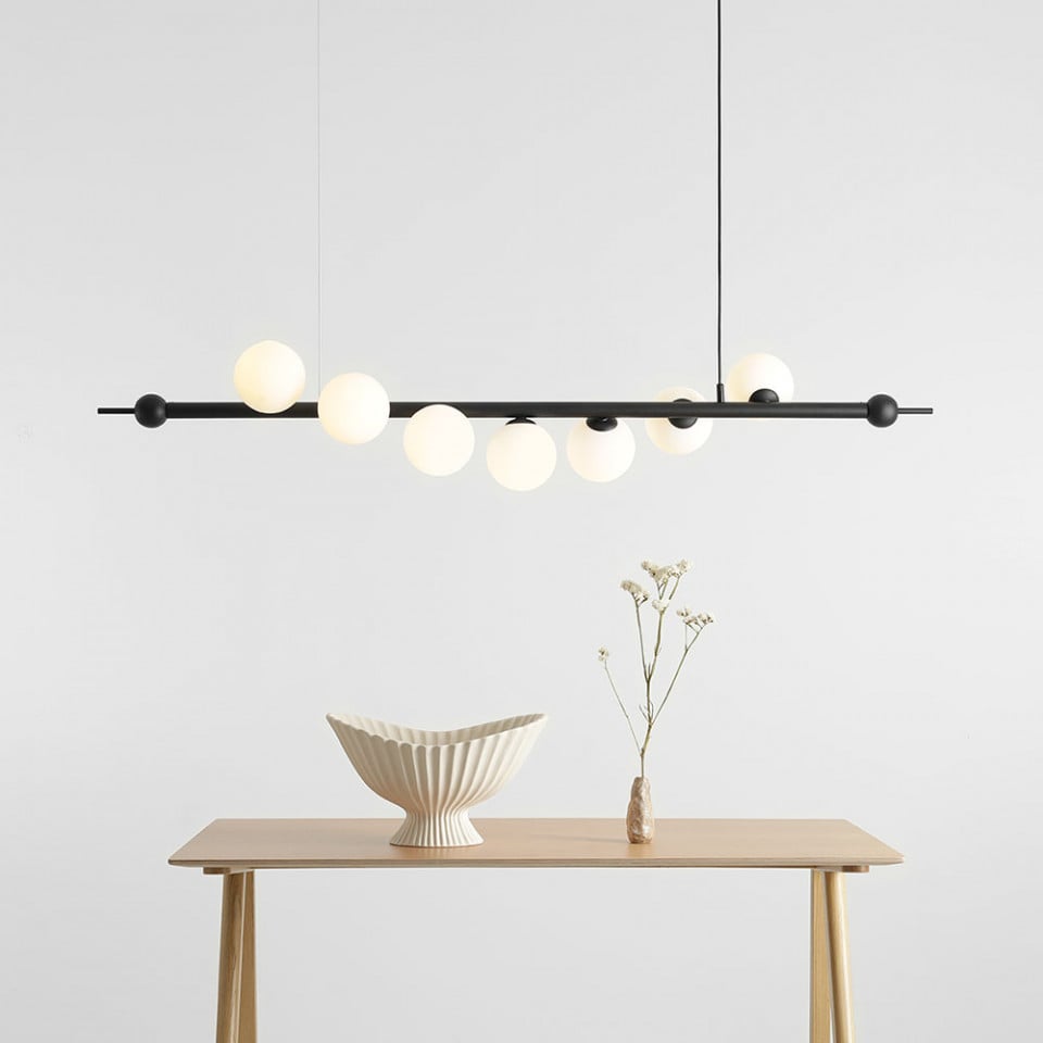 Lustra neagra/alba din sticla cu 7 becuri Wave Aldex