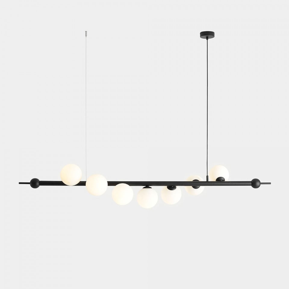 Lustra neagra/alba din sticla cu 7 becuri Wave Aldex