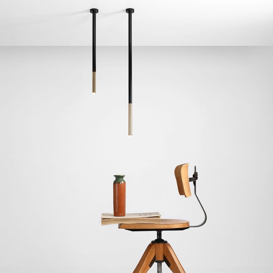 Lustra neagra/aurie din metal Stick L Aldex