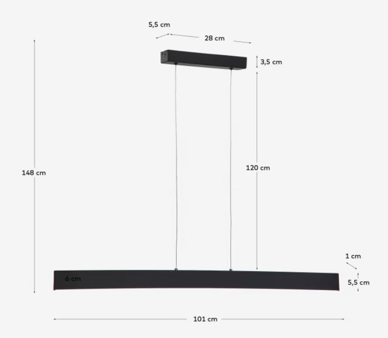 Lustra neagra din metal Boadella Kave Home