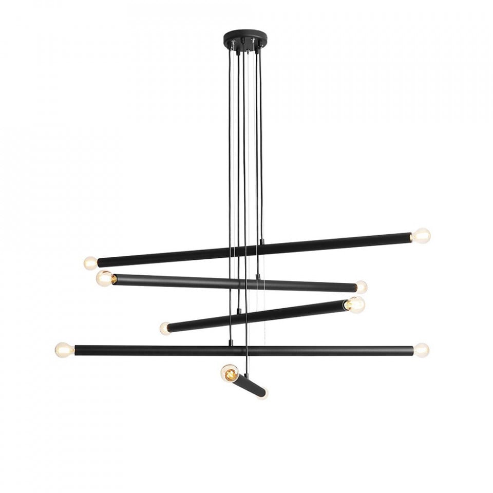 Lustra neagra din metal cu 10 becuri Tubo Aldex