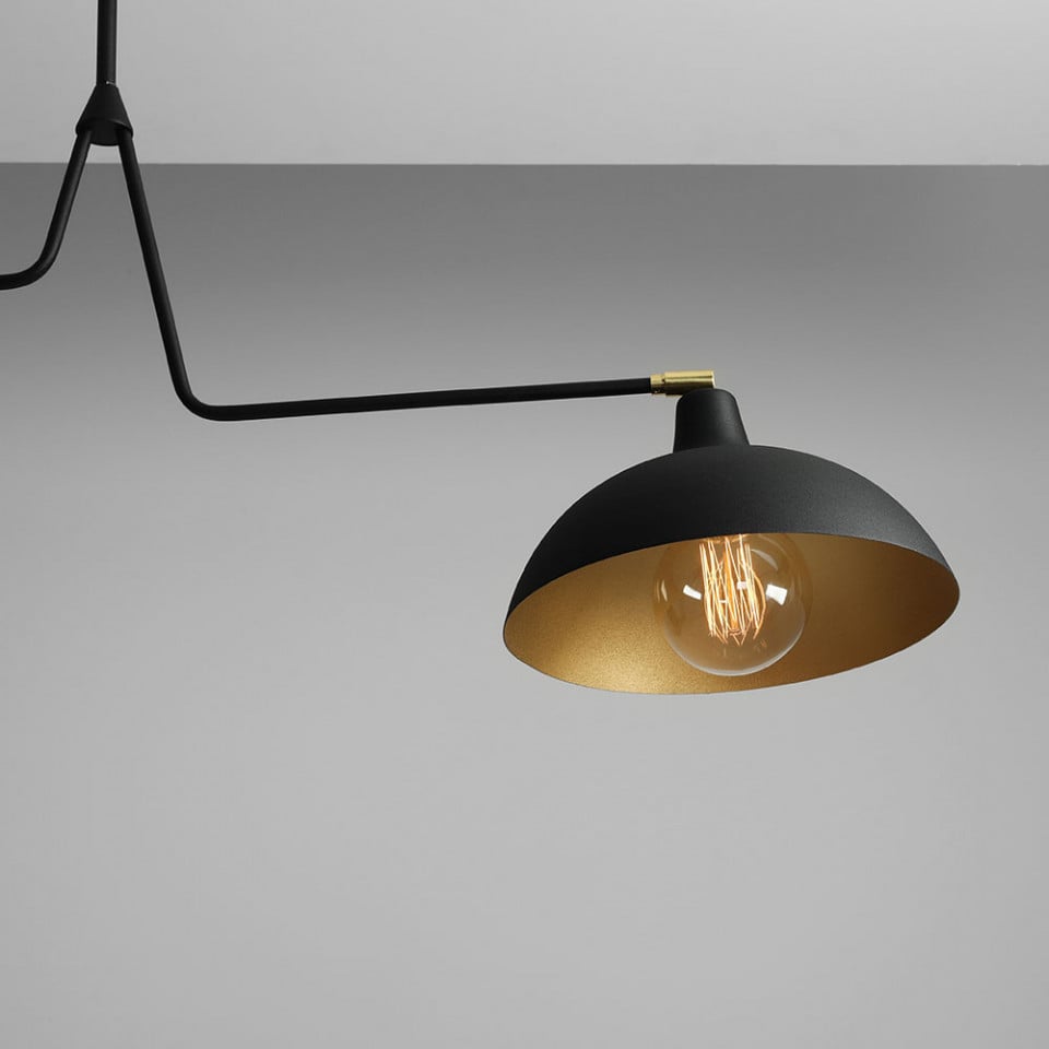 Lustra neagra din metal cu 2 becuri Espace Double Black Aldex