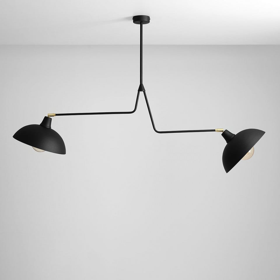 Lustra neagra din metal cu 2 becuri Espace Double Black Aldex