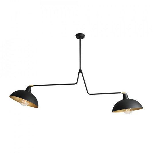 Lustra neagra din metal cu 2 becuri Espace Double Black Aldex