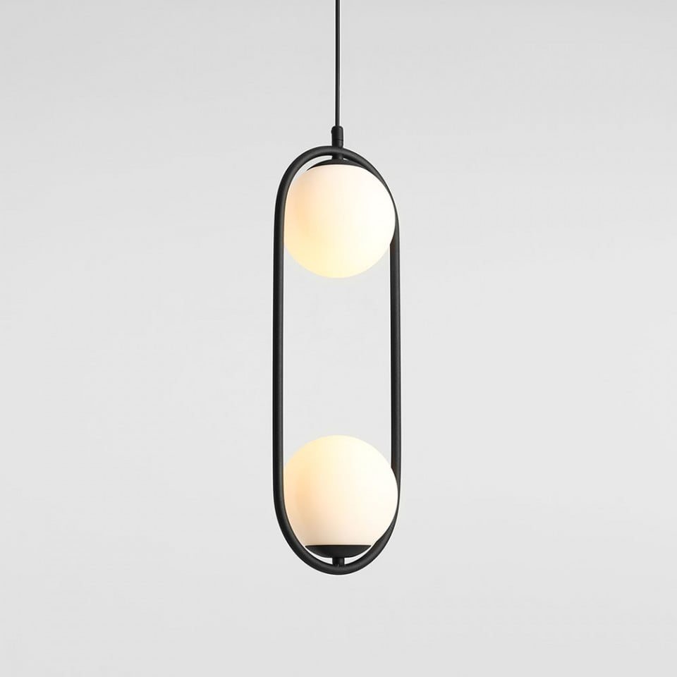 Lustra neagra din metal cu 2 becuri Riva Aldex
