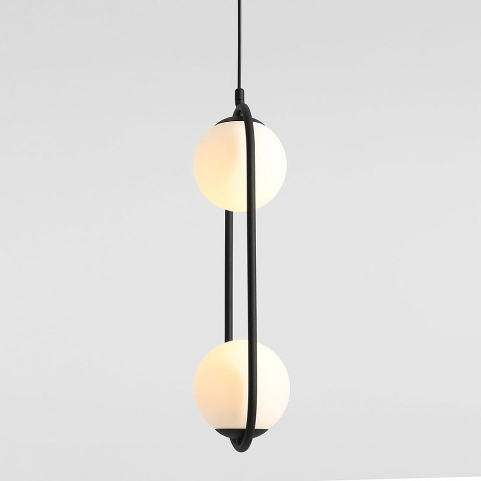Lustra neagra din metal cu 2 becuri Riva Aldex
