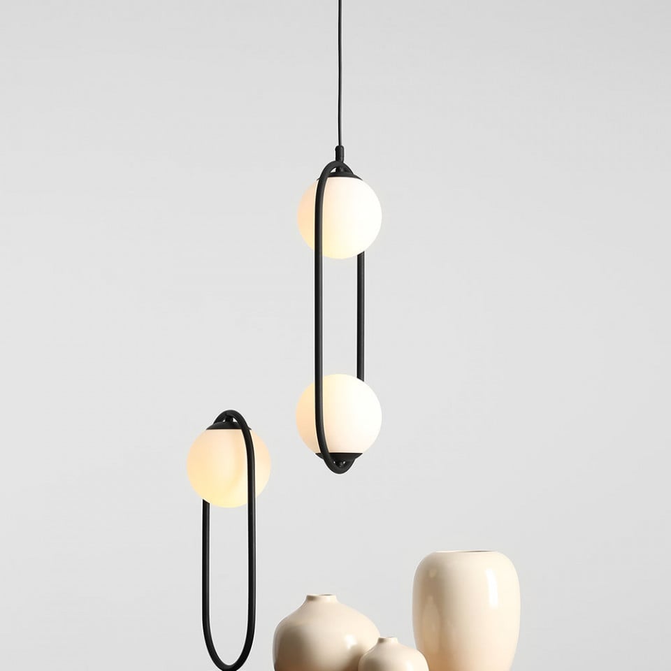 Lustra neagra din metal cu 2 becuri Riva Aldex