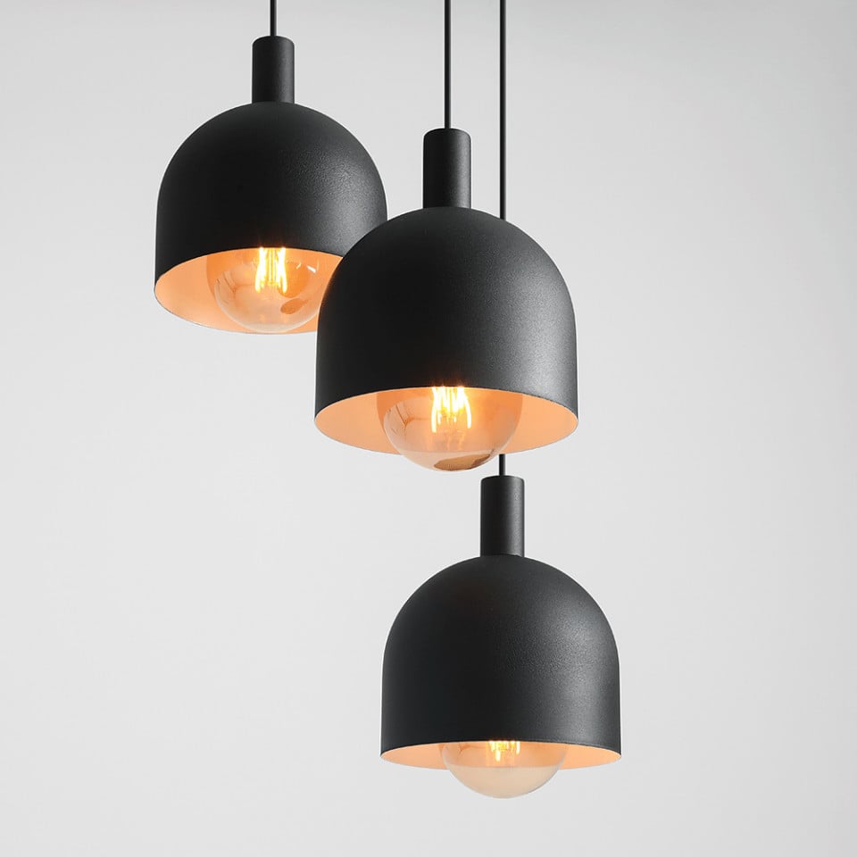 Lustra neagra din metal cu 3 becuri Beryl Aldex
