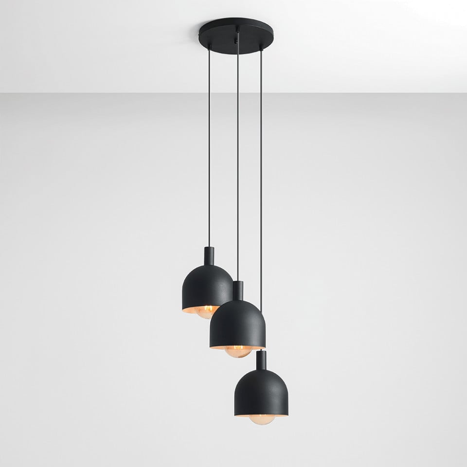 Lustra neagra din metal cu 3 becuri Beryl Aldex