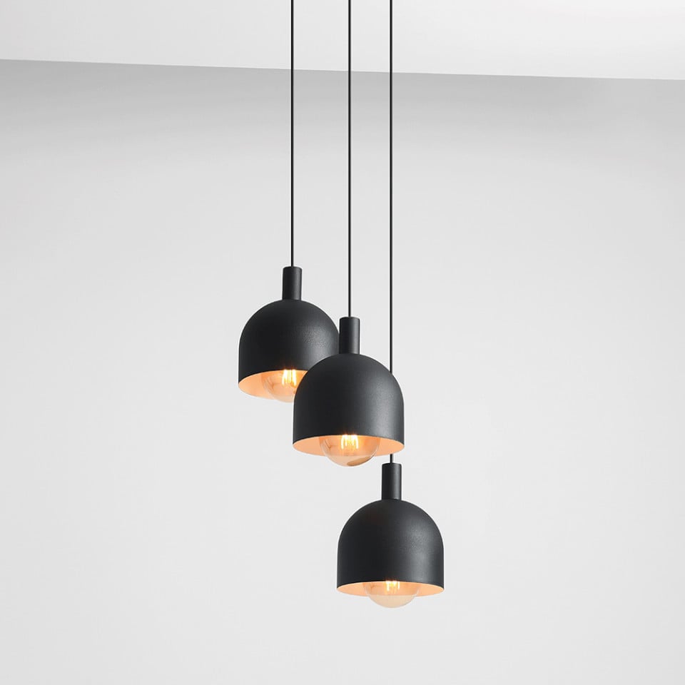 Lustra neagra din metal cu 3 becuri Beryl Aldex
