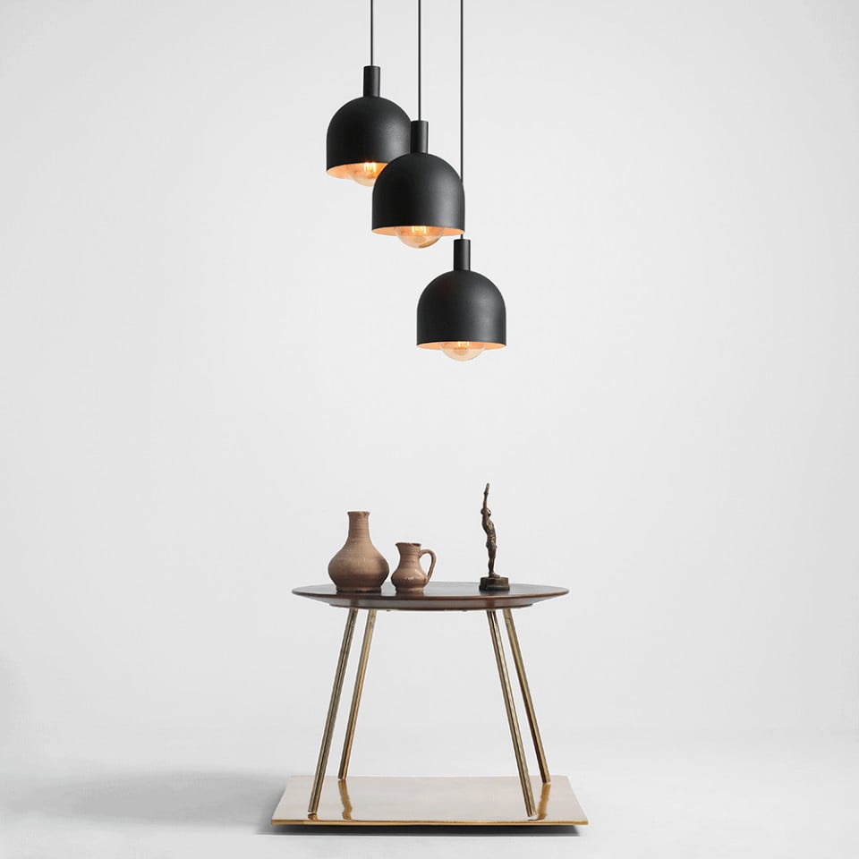 Lustra neagra din metal cu 3 becuri Beryl Aldex