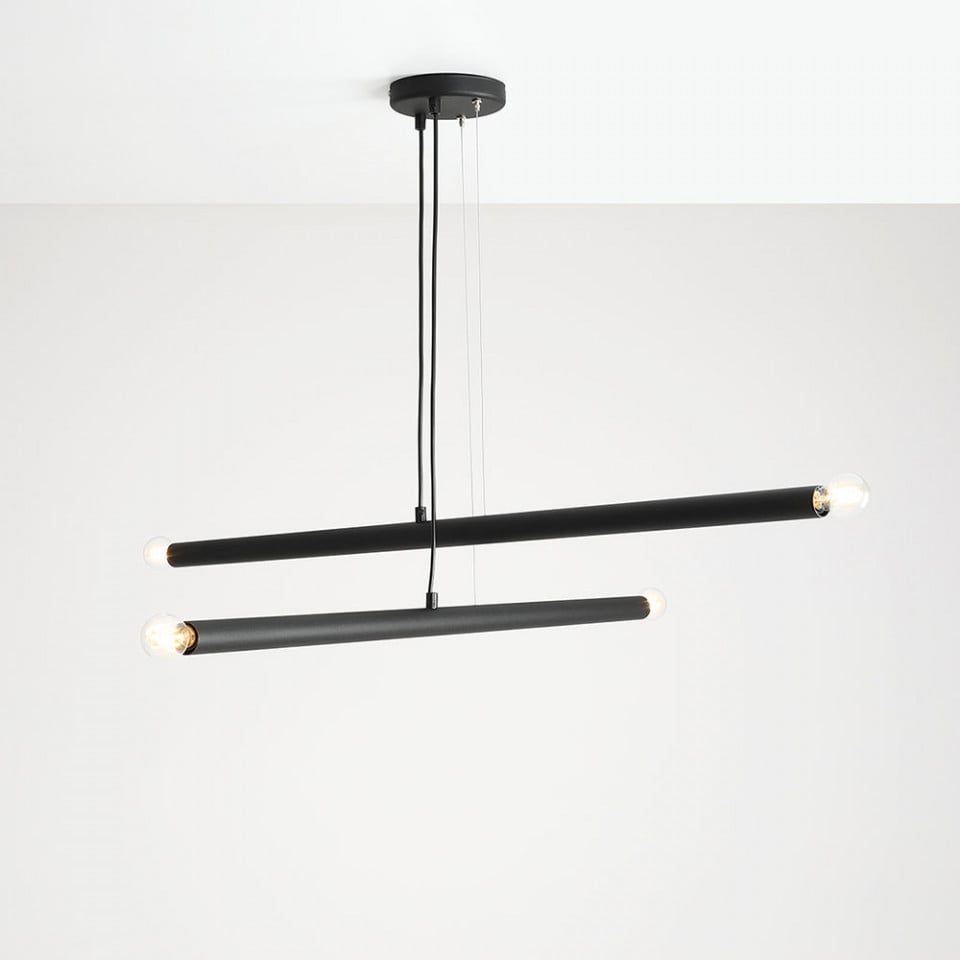 Lustra neagra din metal cu 4 becuri Tubo Aldex