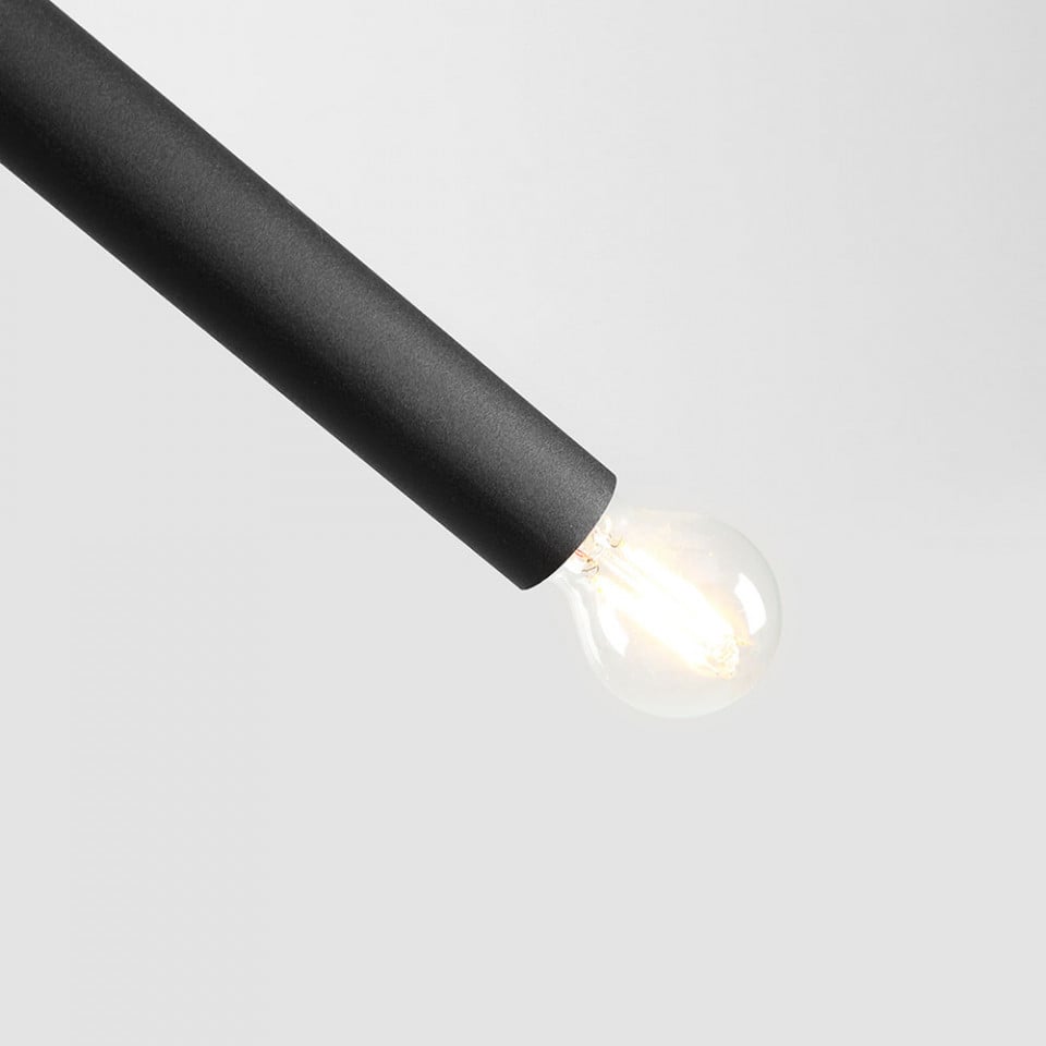 Lustra neagra din metal cu 4 becuri Tubo Aldex