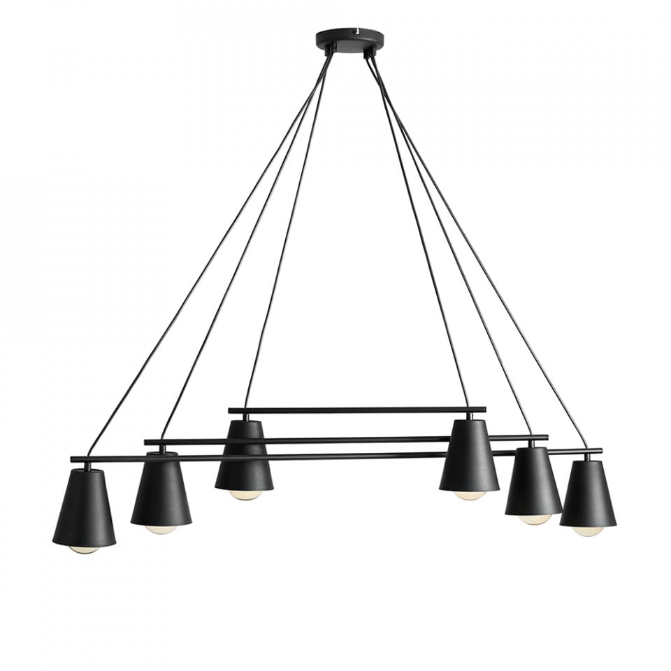Lustra neagra din metal cu 6 becuri Arte Aldex