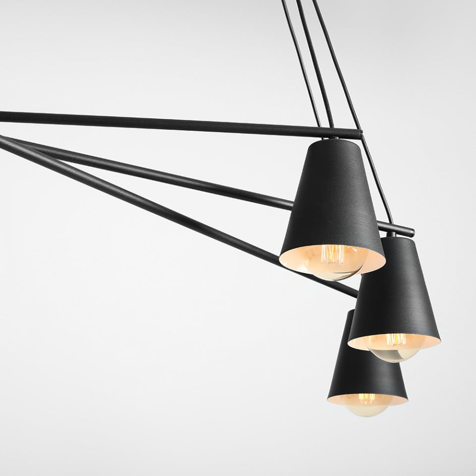 Lustra neagra din metal cu 6 becuri Arte Aldex