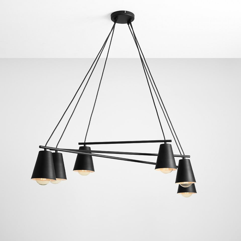 Lustra neagra din metal cu 6 becuri Arte Aldex