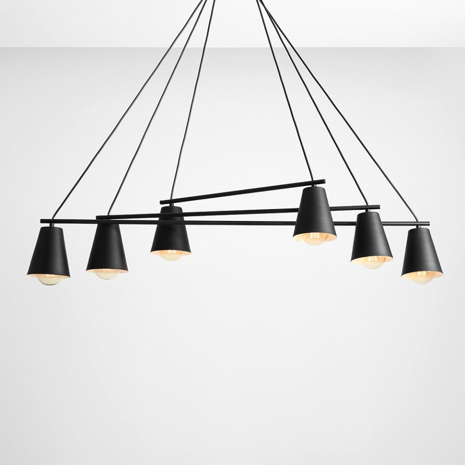 Lustra neagra din metal cu 6 becuri Arte Aldex