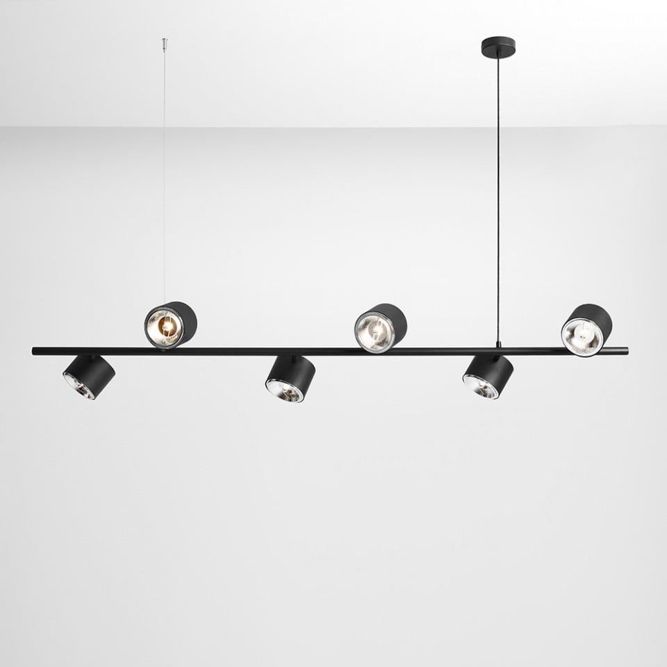 Lustra neagra din metal cu 6 becuri Bot Aldex