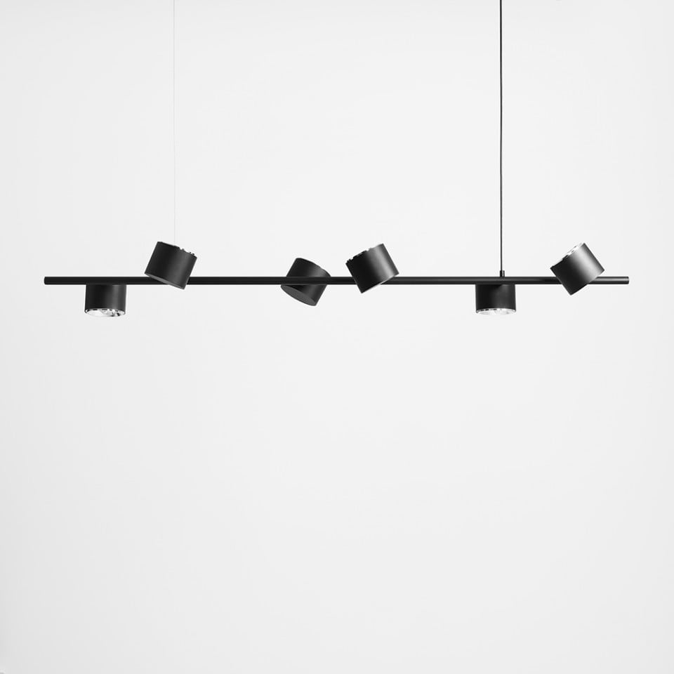 Lustra neagra din metal cu 6 becuri Bot Aldex