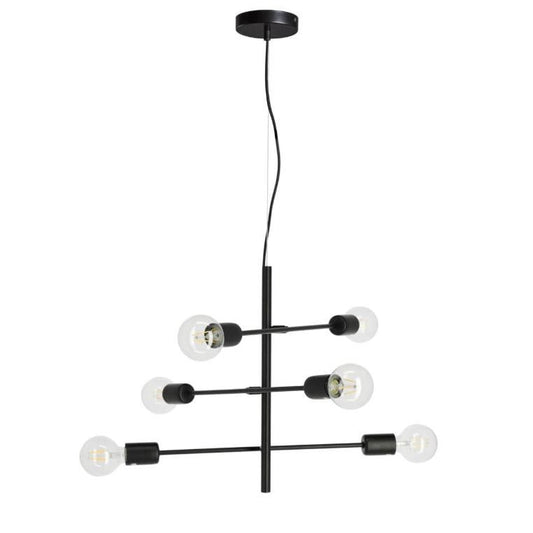 Lustra neagra din metal cu 6 becuri Spica Kave Home