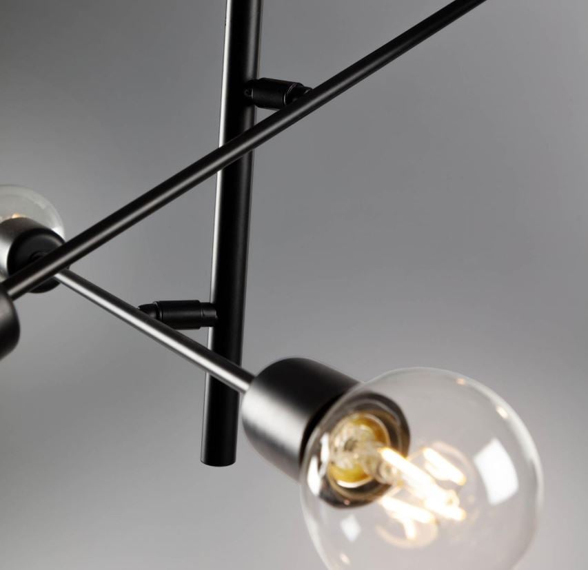 Lustra neagra din metal cu 6 becuri Spica Kave Home