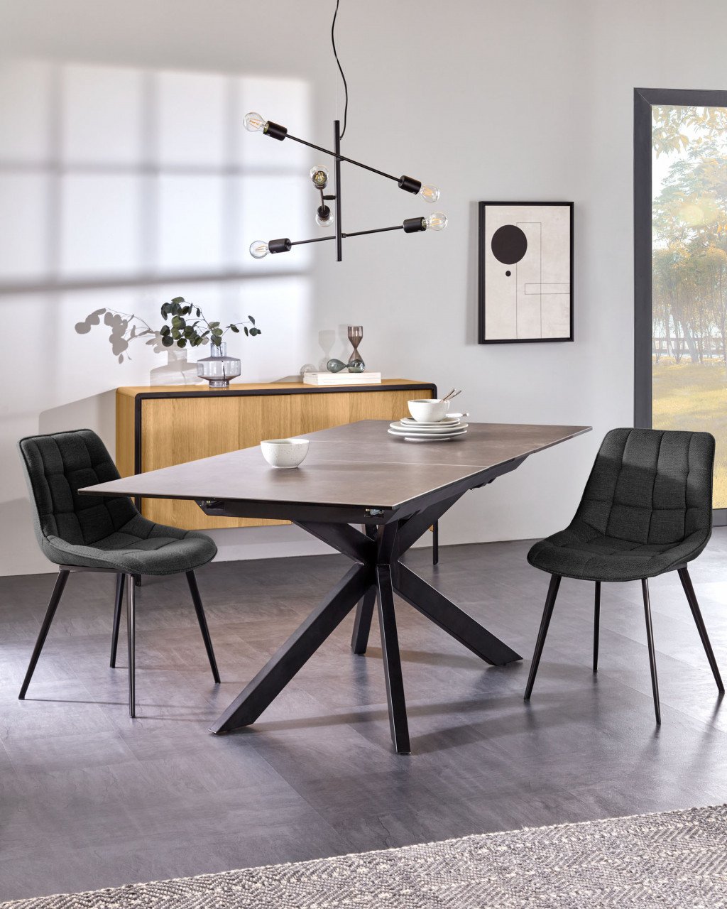 Lustra neagra din metal cu 6 becuri Spica Kave Home