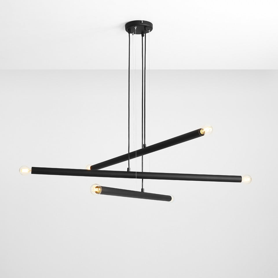 Lustra neagra din metal cu 6 becuri Tubo Aldex