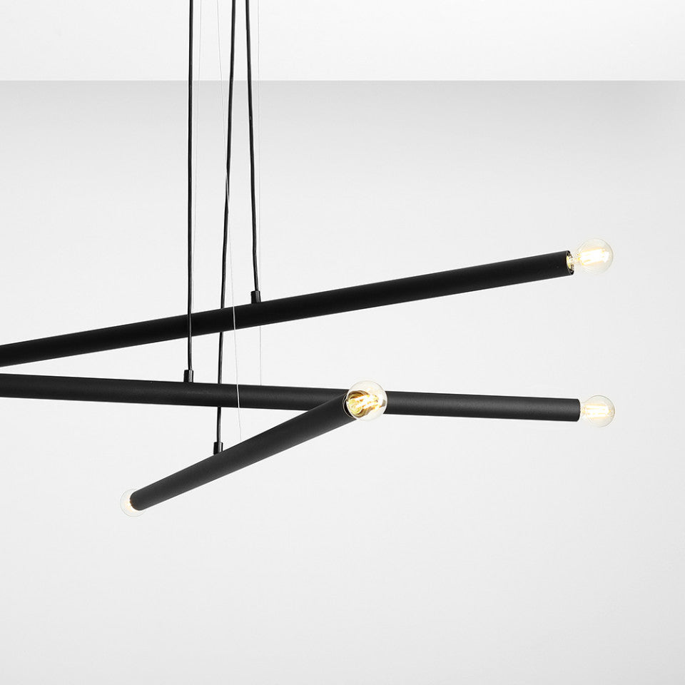 Lustra neagra din metal cu 6 becuri Tubo Aldex