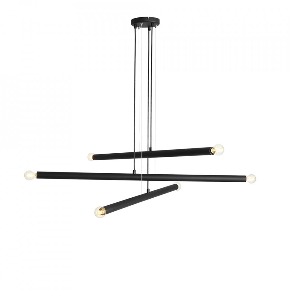 Lustra neagra din metal cu 6 becuri Tubo Aldex