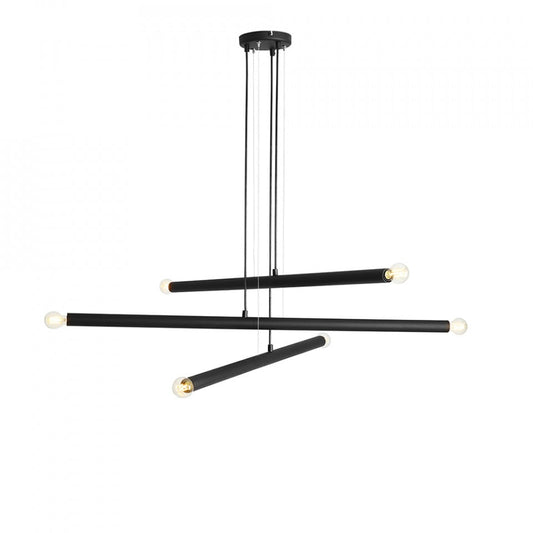 Lustra neagra din metal cu 6 becuri Tubo Aldex