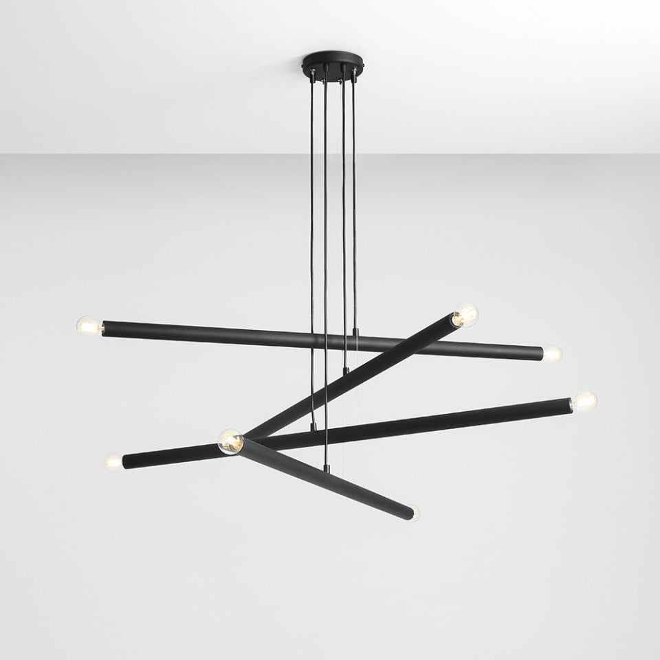 Lustra neagra din metal cu 8 becuri Tubo Aldex