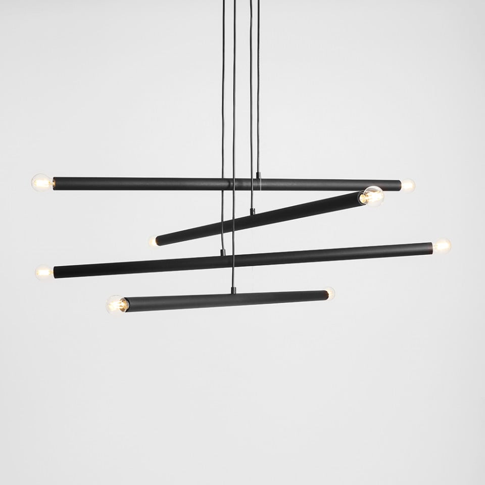 Lustra neagra din metal cu 8 becuri Tubo Aldex