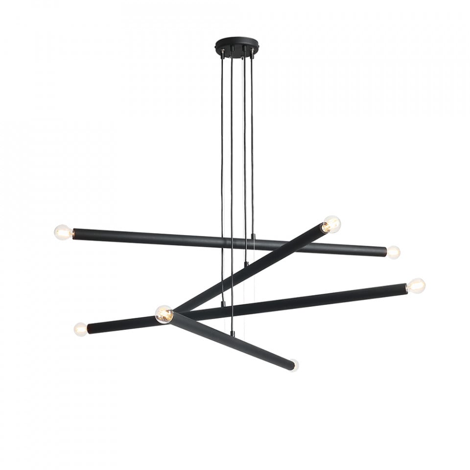Lustra neagra din metal cu 8 becuri Tubo Aldex