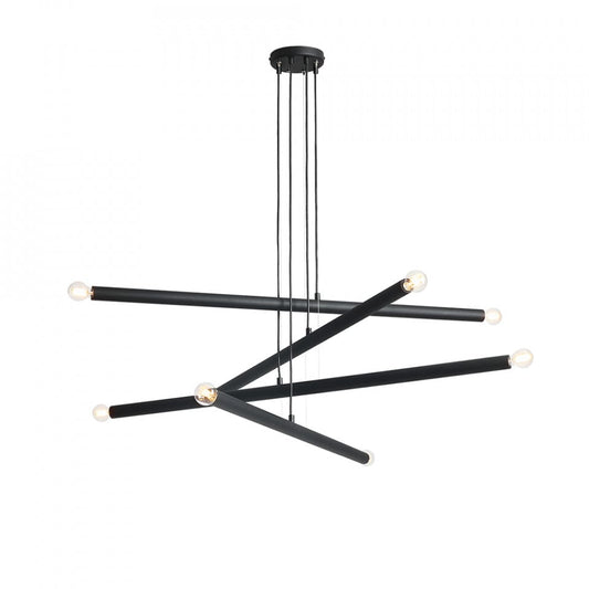 Lustra neagra din metal cu 8 becuri Tubo Aldex