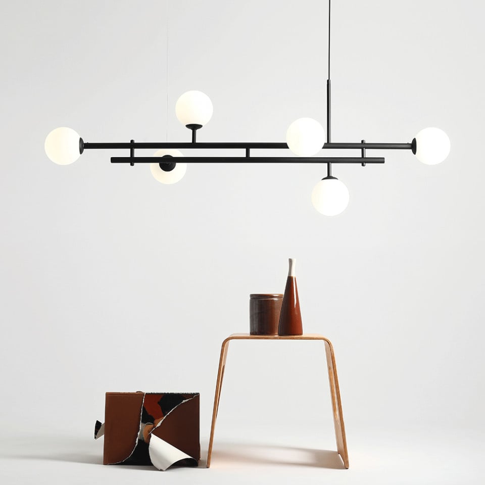 Lustra neagra din sticla cu 6 becuri Harmony Aldex