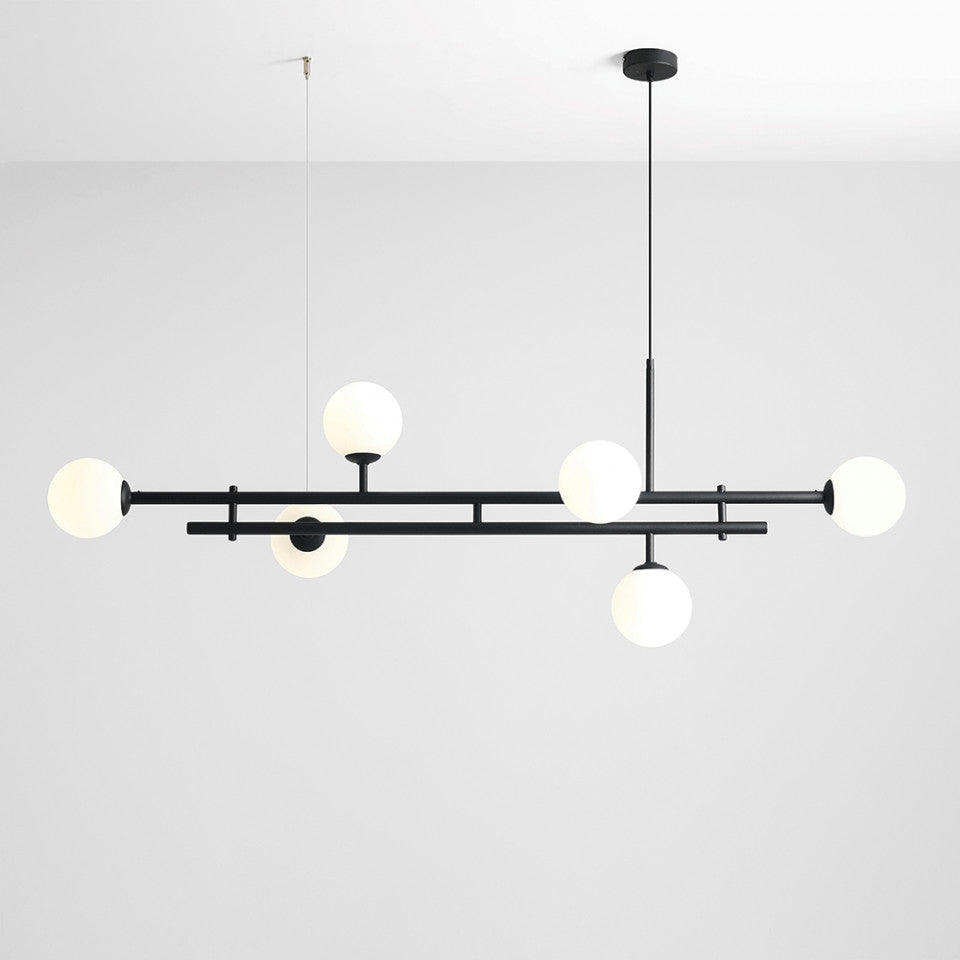 Lustra neagra din sticla cu 6 becuri Harmony Aldex