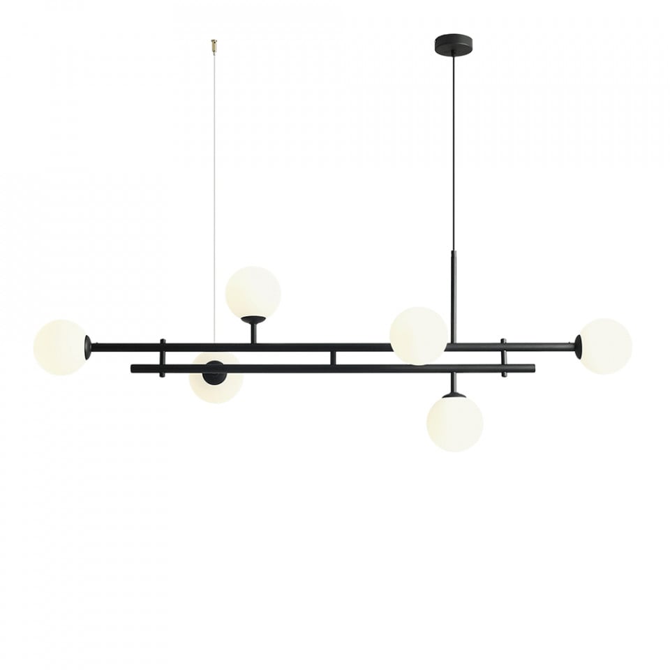 Lustra neagra din sticla cu 6 becuri Harmony Aldex