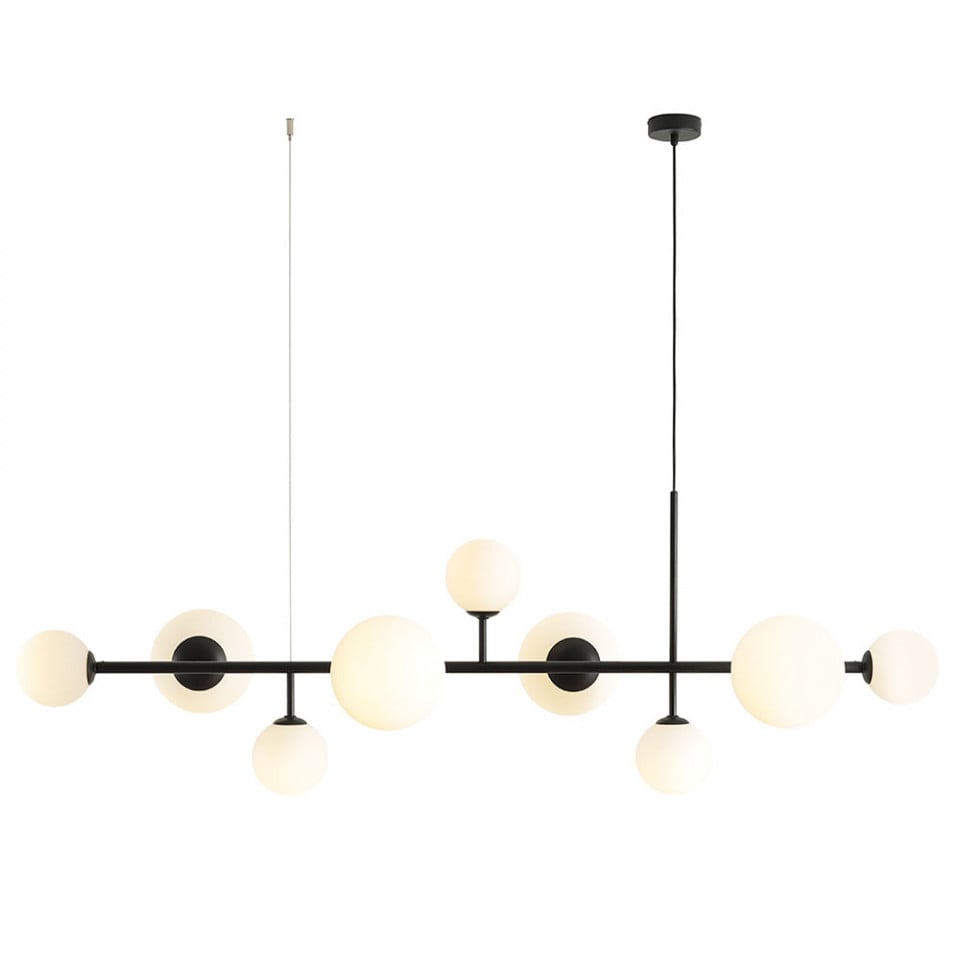 Lustra neagra din sticla cu 9 becuri Dione Aldex