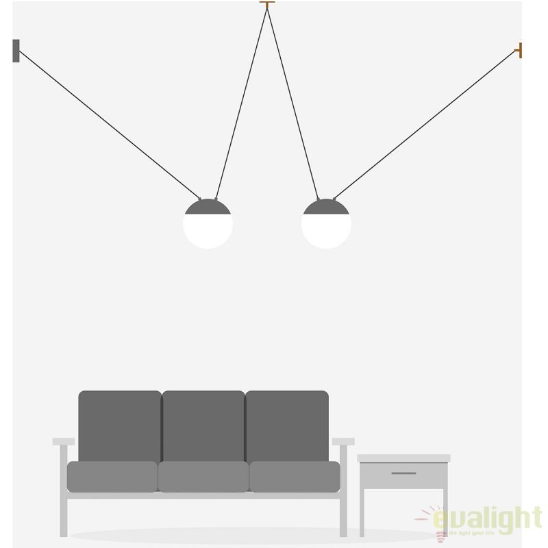 Lustra / Pendul MINE SPACE Dark grey suspension PC 2L