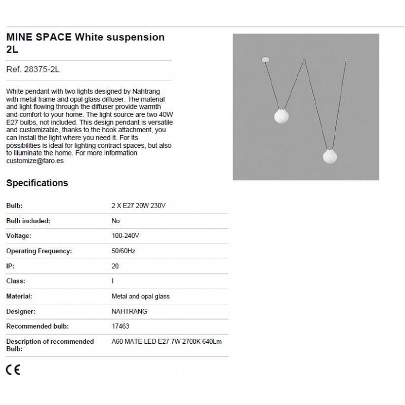 Lustra / Pendul MINE SPACE II White