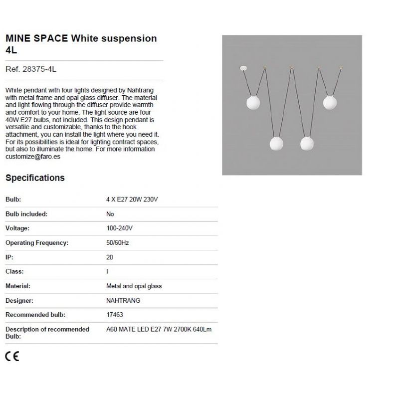 Lustra / Pendul MINE SPACE IV White