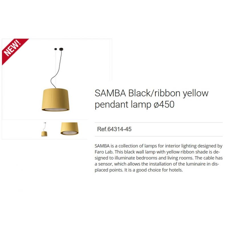 Lustra / Pendul modern design elegant SAMBA ø45cm galben