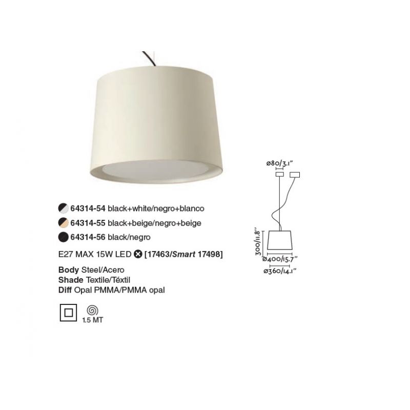 Lustra pendul moderna design elegant CONGA negru/alb